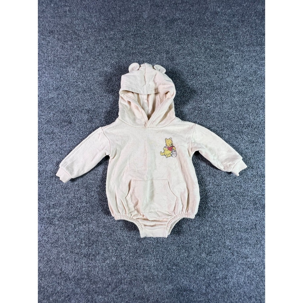 Disney Baby Winnie The Pooh Bubble Hoodie Romper 3-6 M Beige Fleece Soft Cozy